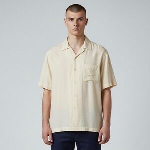 Polo Ralph Lauren Golf Caldwell Shirt Men's XL Cream Silk Linen Camp Loop Collar